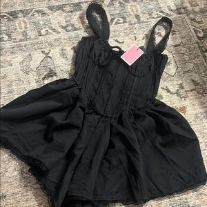 PrettyLittleThing Black Lace Romper